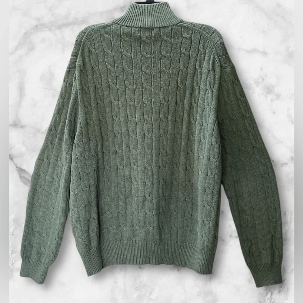 Ralph Lauren Polo Half Zip Cable Knit Sweater Logo Size XL - Picture 3 of 10